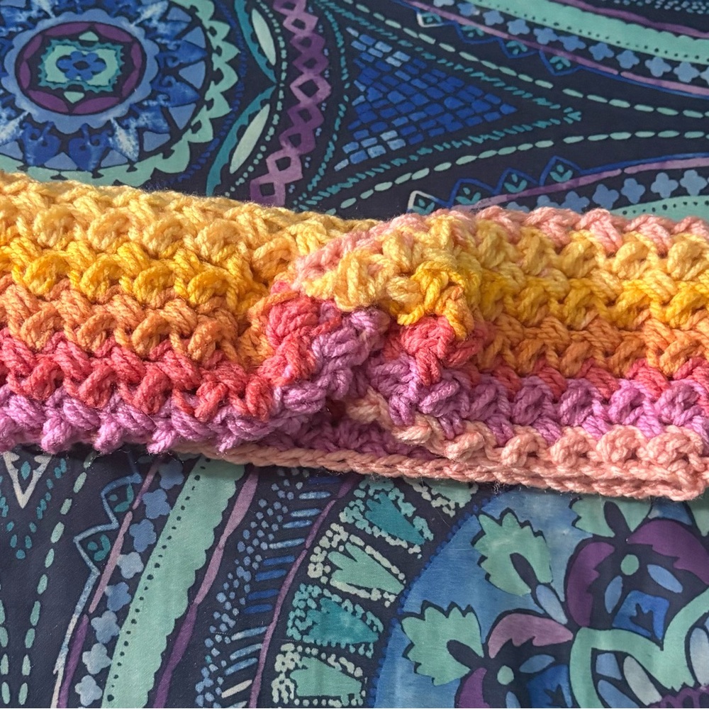 Handmade Crocheted Headband in Gradient Sunset Colors